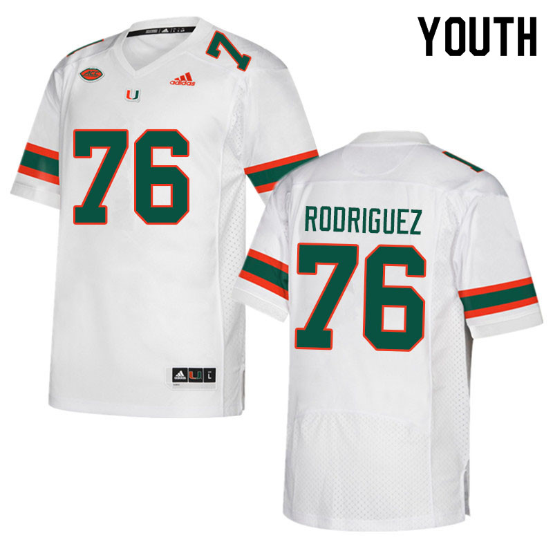 Youth #76 Ryan Rodriguez Miami Hurricanes College Football Jerseys Sale-White - Click Image to Close